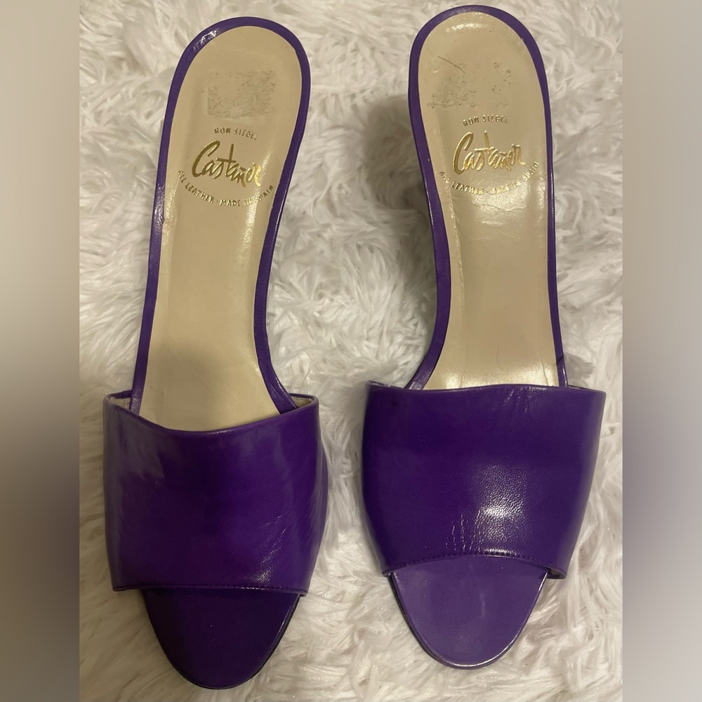 Purple NWOT leather mules size 8.5 M